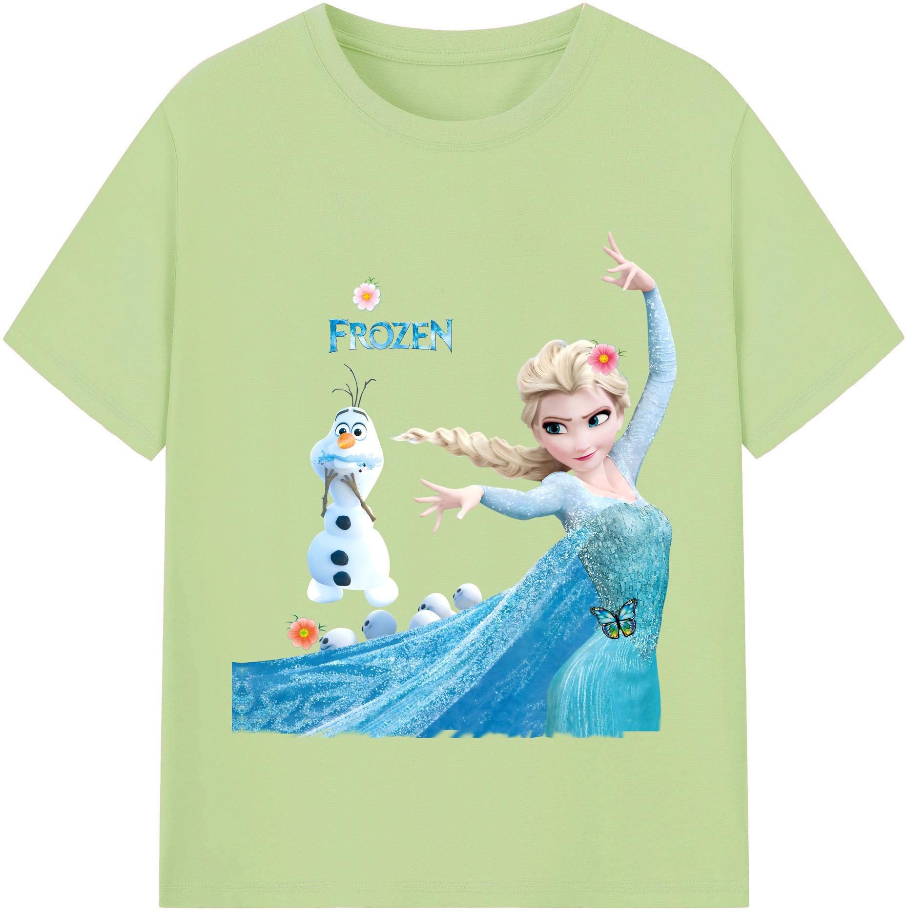 （画像用） アナと雪の女王 アンナ エルサ Frozen Anna Elsa 綿100％半袖Tシャツ（フロントプリント）